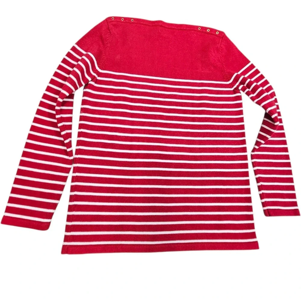 Lauren Ralph Lauren Vintage 90s 1967 Anchor Stripe Knit Top Nautical Red White S